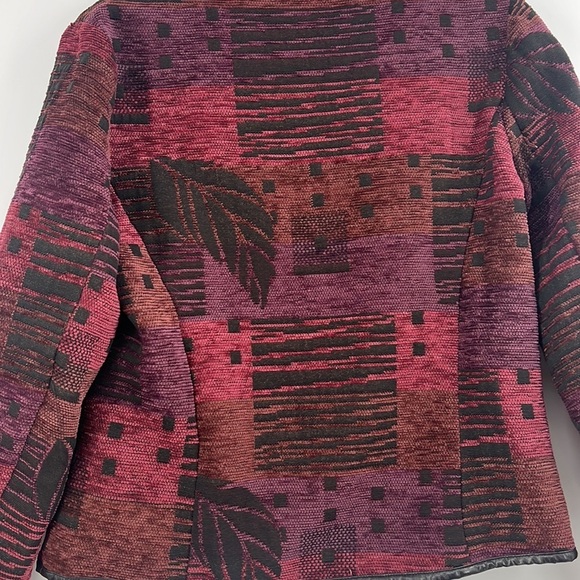 Christopher & Banks retro blanket jacket leaf red woven size medium western - Picture 9 of 9